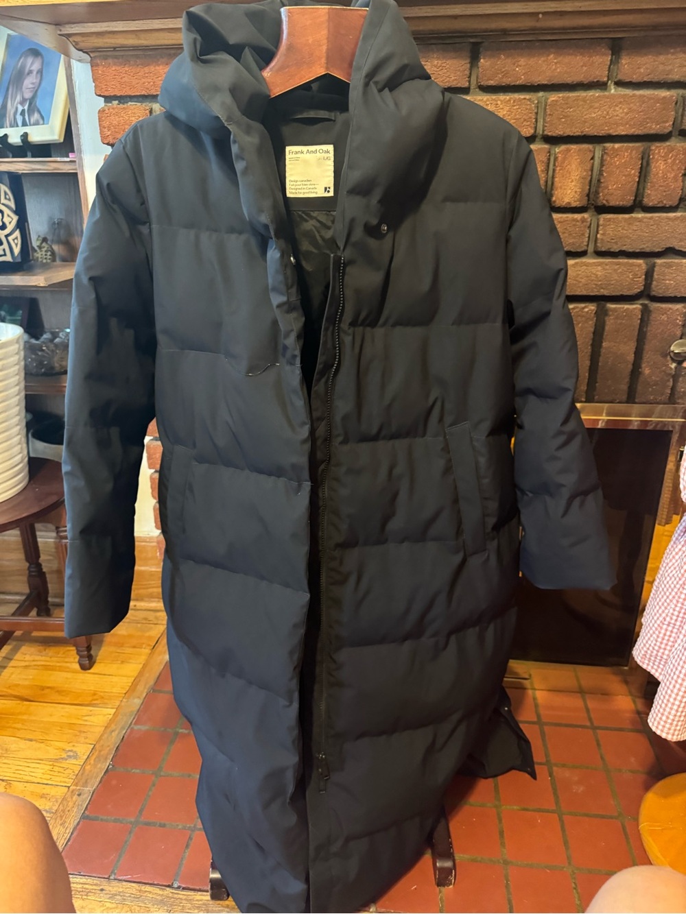 Frank&Oak Black dawn long Puffer Coat with Hood in great condition size L women - Picture 2 of 7